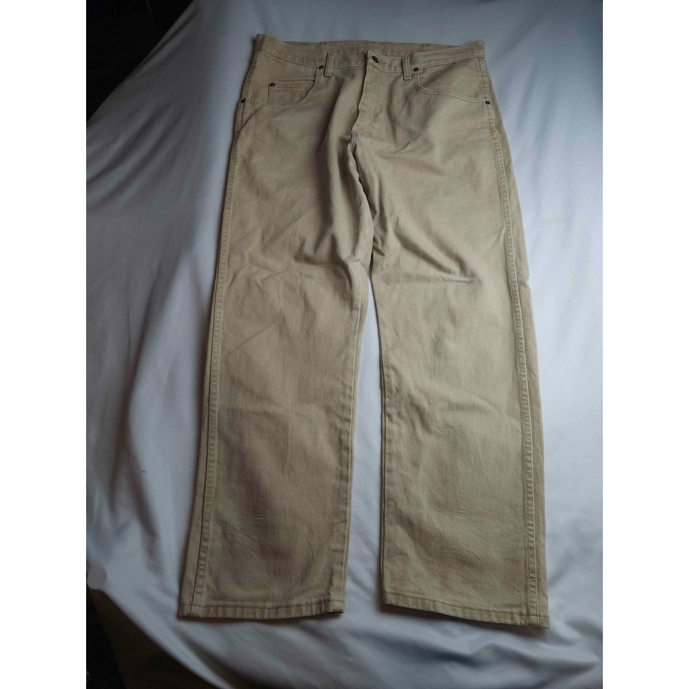 Vintage 80s 90s Wrangler Chino Pants Mens 36x29 Beige Straight Leg Flat Front